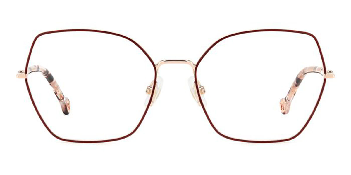 Yk9 Carolina Herrera HER 0272 YK9 Geometric Burgundy Copper Gold Eyeglasses ...