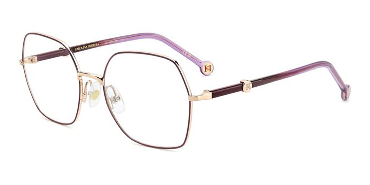 Yk9 Carolina Herrera HER 0389 YK9 Square Burgundy On Gold Eyeglasses ...